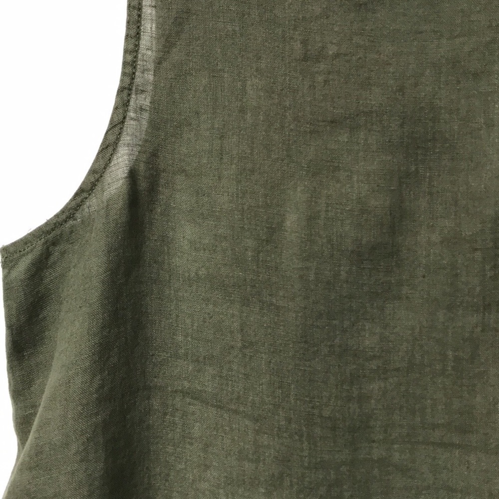 RACHEL ROY 100% Linen Sleeveless Army Green Summer Top - Picture 9 of 12
